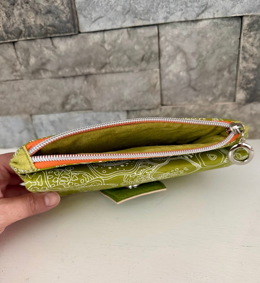 Green Floral Wallet Clutch