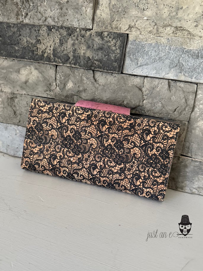 Lace and Pink Cork Clarity Wallet