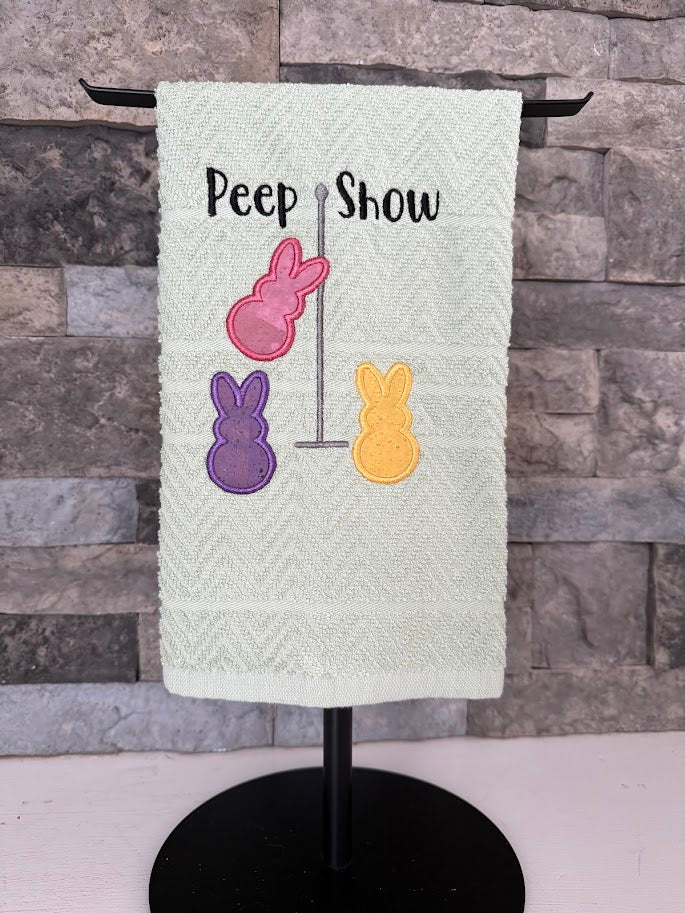 Peep Show Easter Embroidered Towel