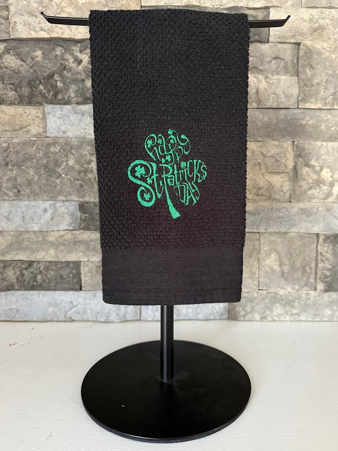 St. Patrick's Day Shamrock Embroidered Towel