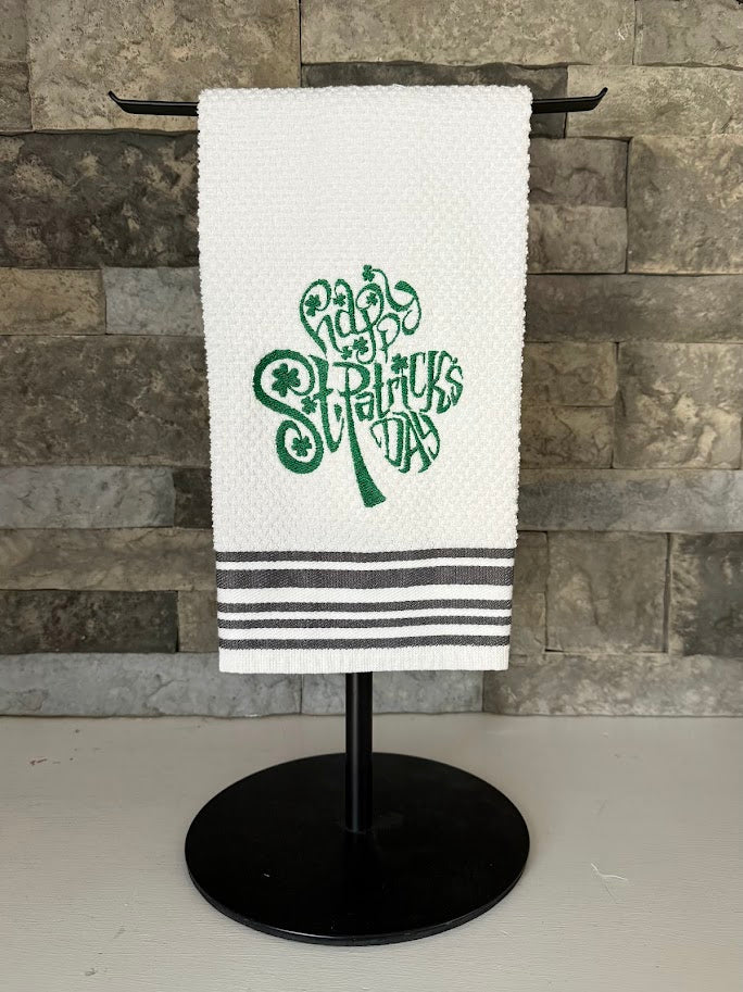 St. Patrick's Day Shamrock Embroidered Towel